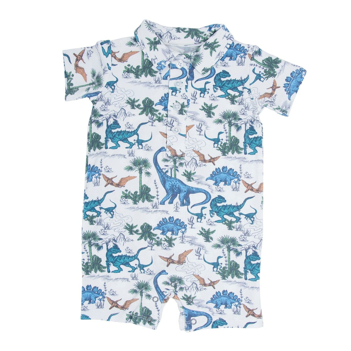 Sweet Bamboo Sweet Bamboo Polo Romper Dinoland - Little Miss Muffin Children & Home