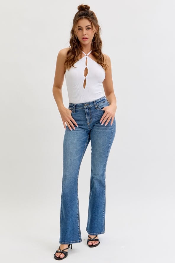Cello Jeans Mid-Rise Bootcut Jeans in Medium Denim