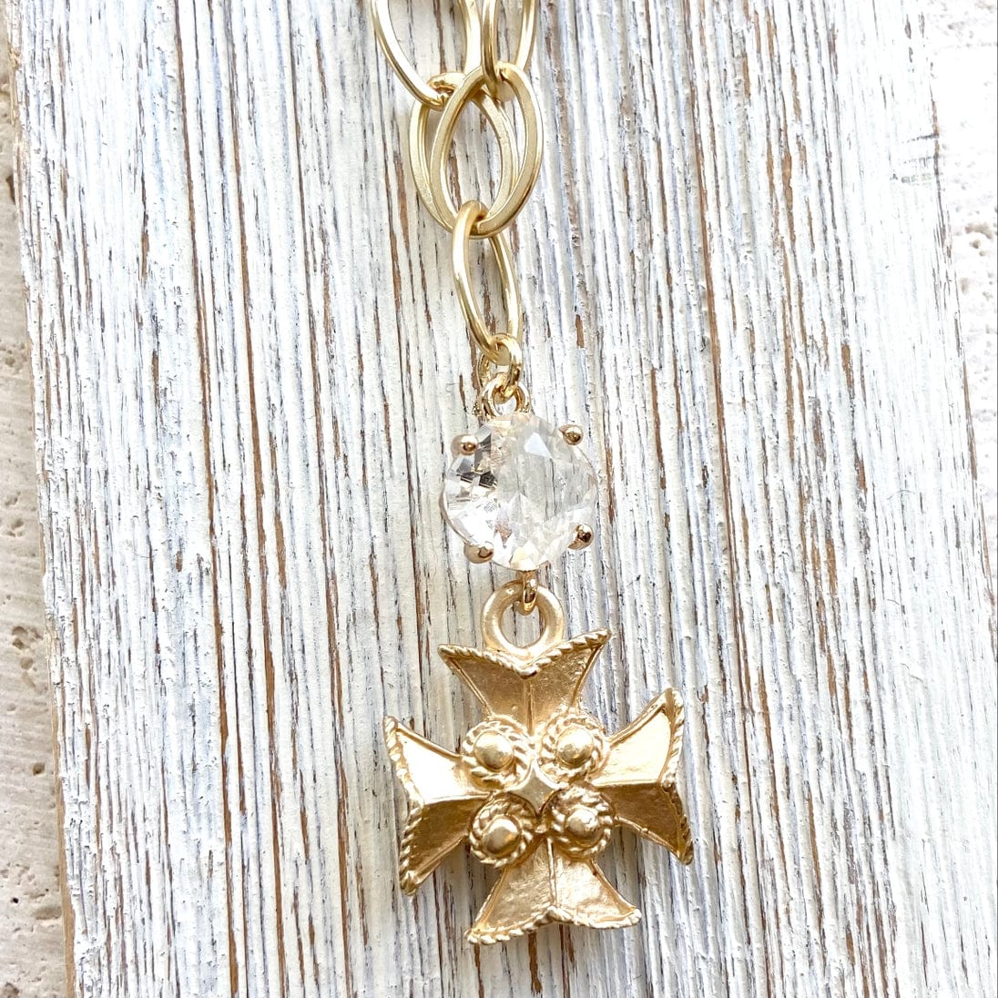VB&CO Designs Handmade Jewelry Maltese Cross Matte Gold Necklace - Little Miss Muffin Children & Home