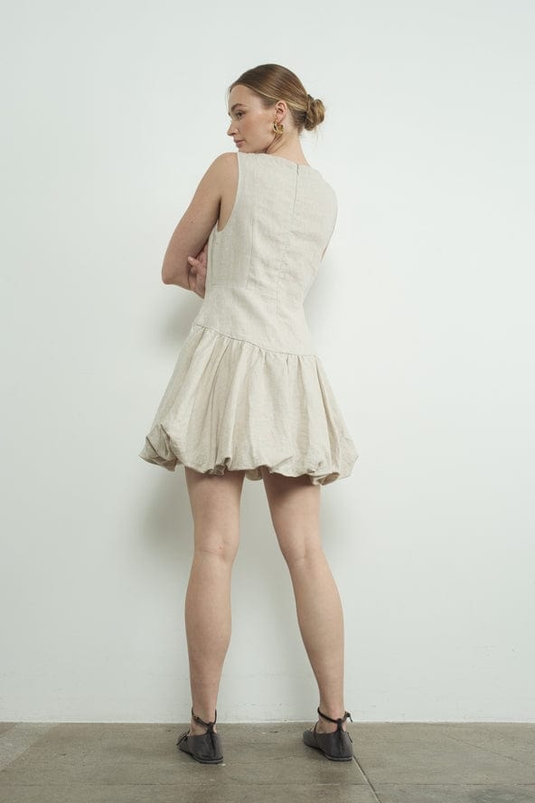 Aaron & Amber Aaron & Amber Linen Sleeveless Bubble Dress in Natural - Little Miss Muffin Children & Home