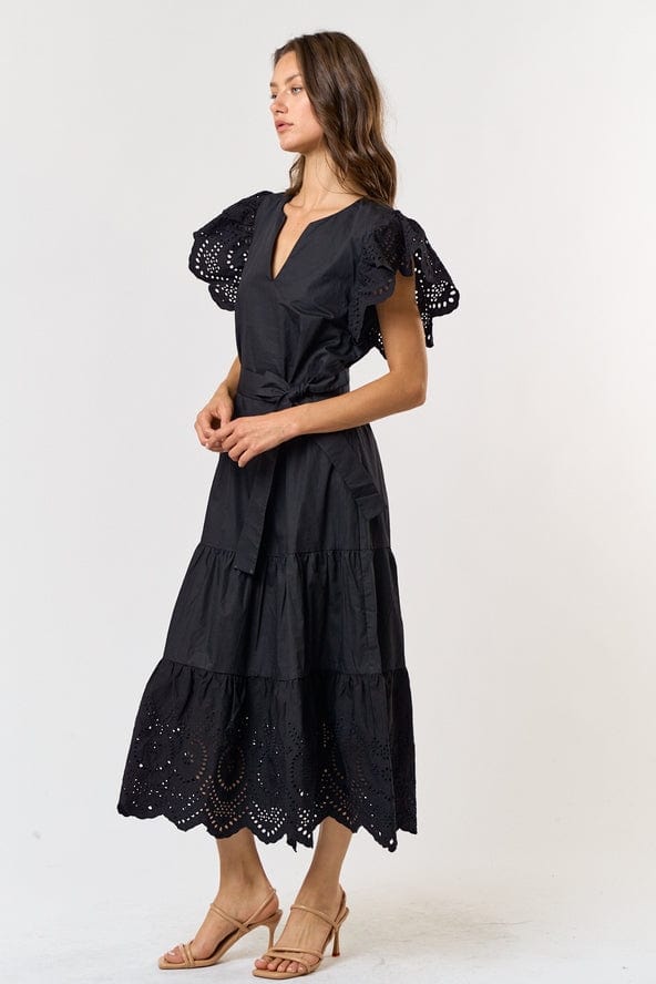 Lalavon Lalavon Eyelet Scalloped Cotton Midi Dress - Little Miss Muffin Children & Home