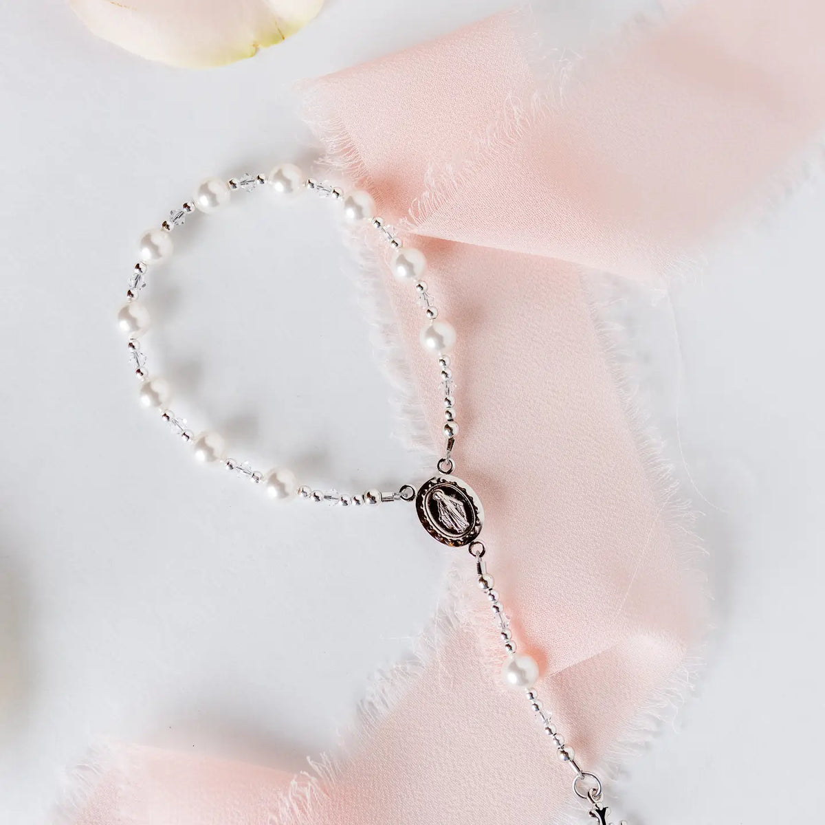 Sterling Silver White Baby Rosary