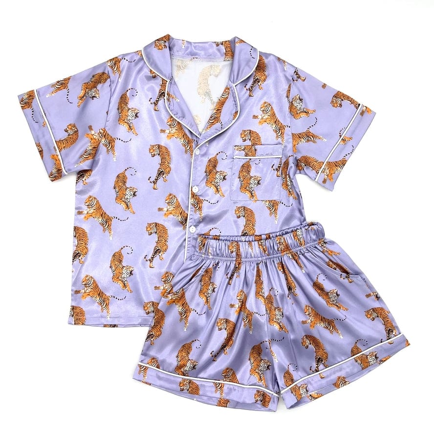 Blended Spirit Tigers Print Silky PJ Set - Little Miss Muffin Children & Home