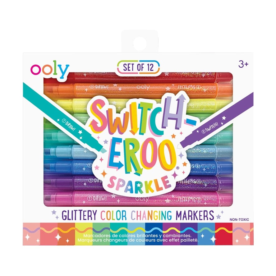 Ooly Ooly Switch-eroo! Sparkle Glitter Color-Changing Markers, Set of 12 - Little Miss Muffin Children & Home