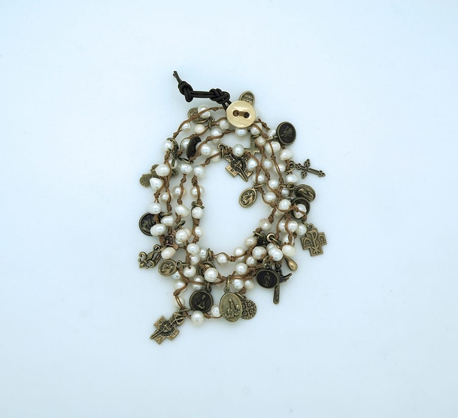 Glass Pearl Beads Necklace or Wrap Bracelet