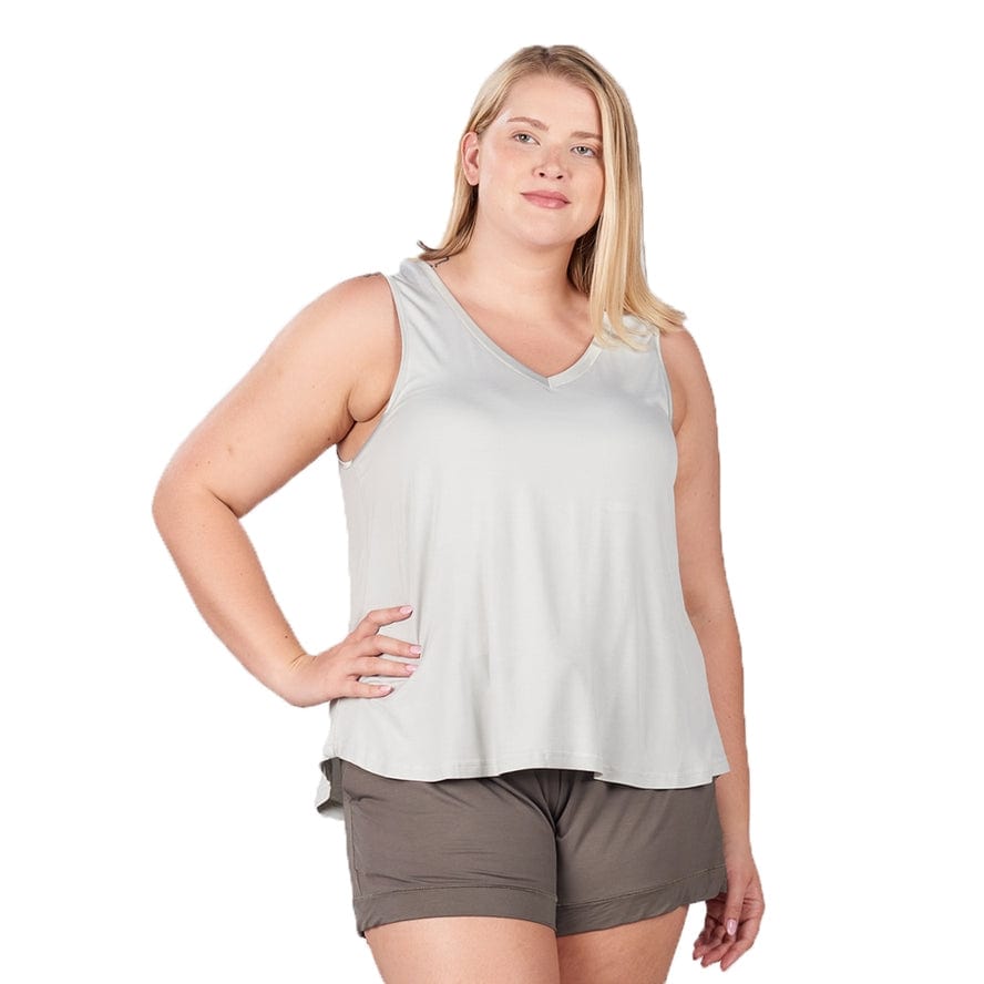 Faceplant Dreams Faceplant Bamboo® Double-V Pajama Tank in Fog - Little Miss Muffin Children & Home
