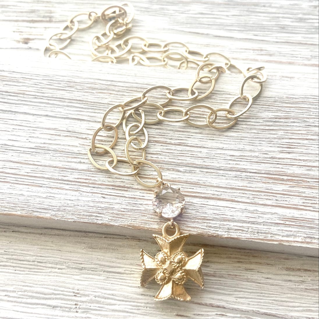 VB&CO Designs Handmade Jewelry Maltese Cross Matte Gold Necklace - Little Miss Muffin Children & Home