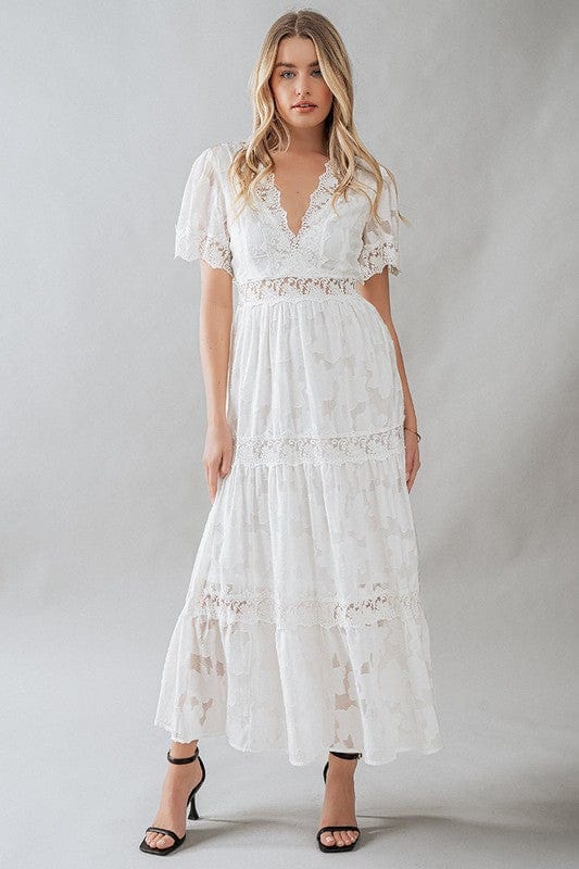 Fashion Week Floral Lace Trim Maxi Dress, Ivory - Little Miss Muffin Children & Home
