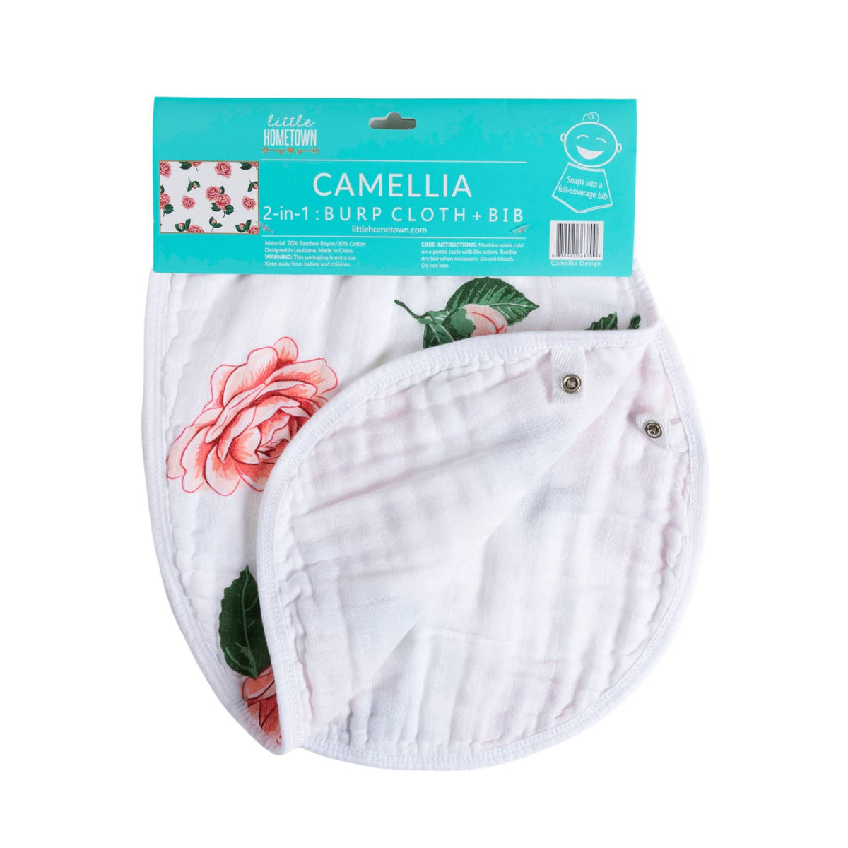 Little Hometown Little Hometown Camellia Baby 2-in-1 Burp Cloth and Bib - Little Miss Muffin Children & Home