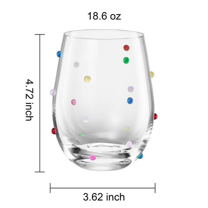 Colorful Confetti Stemless Wine Glass, Sold Individually