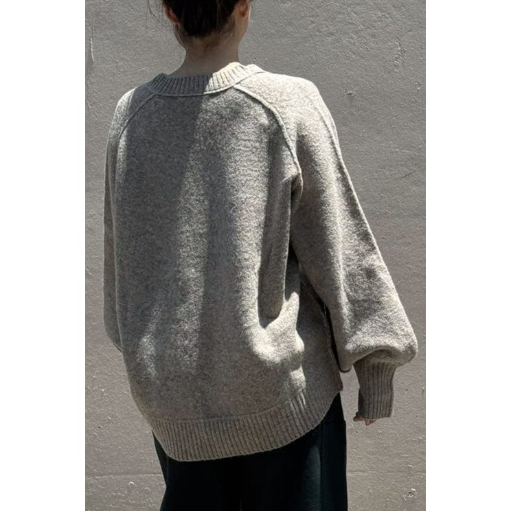 Rae Mode Oversized V-Neck Sweater in Heather Grey - Little Miss Muffin Children & Home