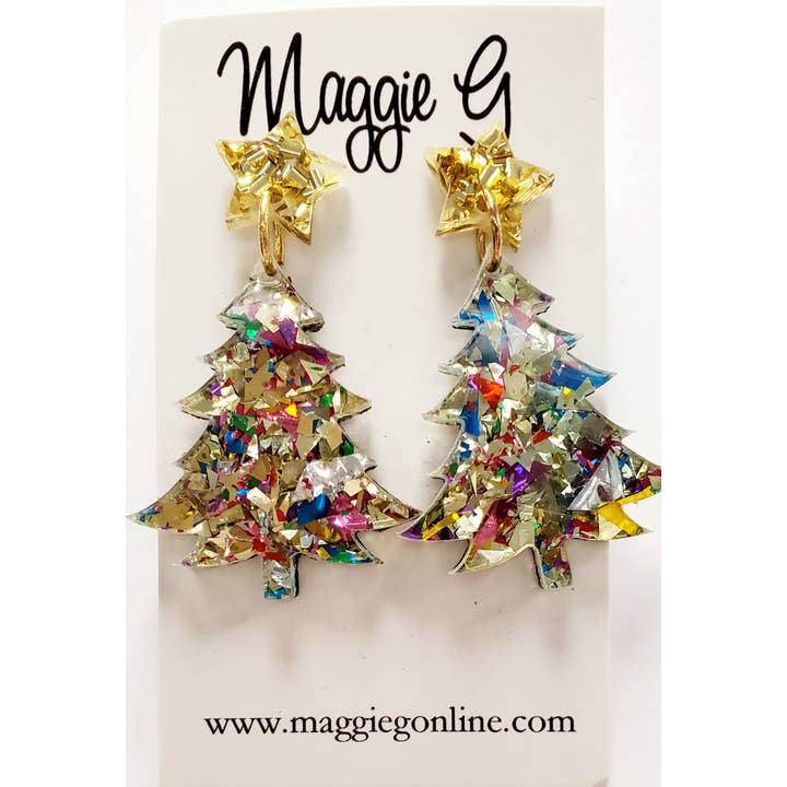 Maggie G Christmas Tree Acrylic Earrings - Little Miss Muffin Children & Home