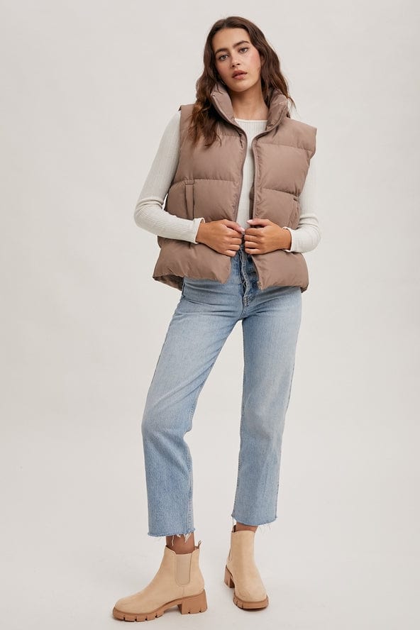 Bluivy Bluivy Zipper Front Puffer Vest, Mushroom - Little Miss Muffin Children & Home