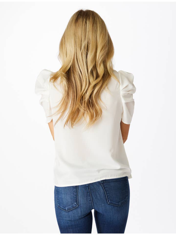 Stewart Simmons Stewart Simmons Fleur de Lis Sequin Puff Sleeve Shirt - Little Miss Muffin Children & Home