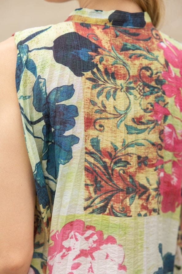 Voy Pleated Floral Print Sleeveless Top - Little Miss Muffin Children & Home