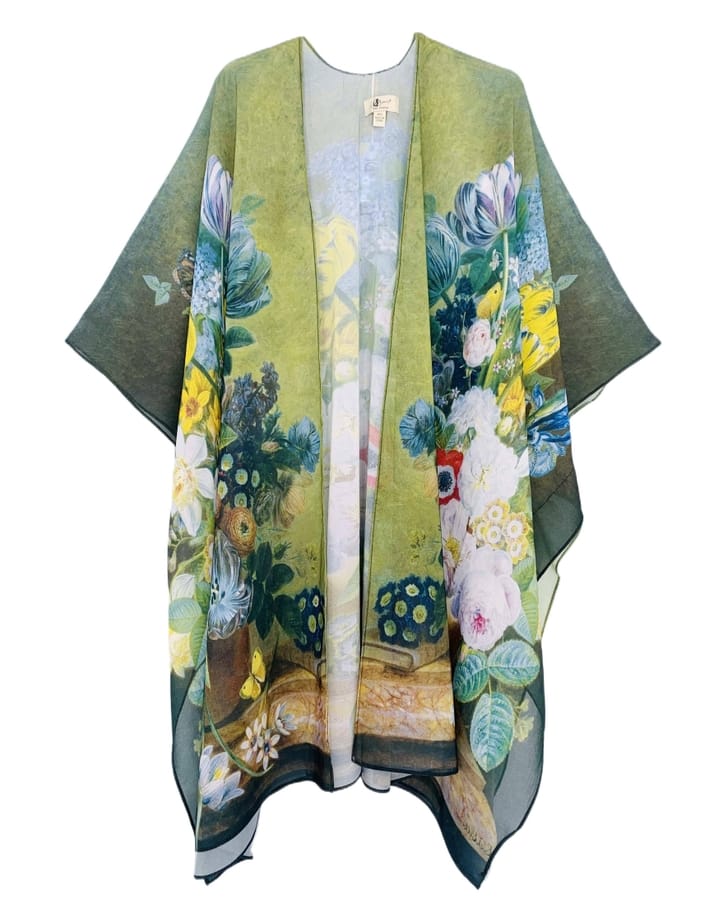 Green-Multi Oil Painting Kimono
