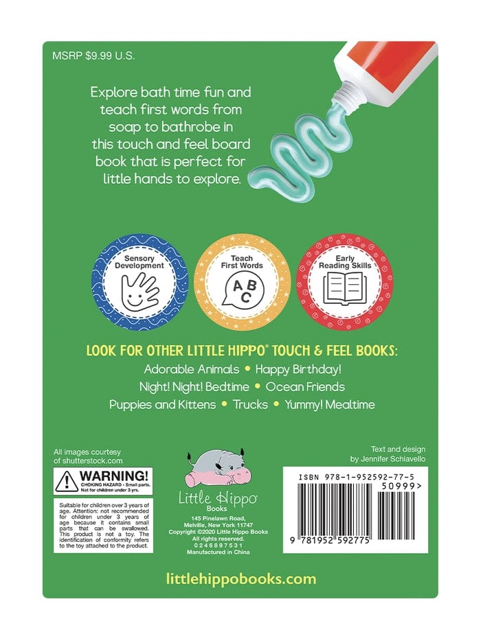 Little Hippo Books Splish! Splash! Bath Time -Touch and Feel Sensory Board Book - Little Miss Muffin Children & Home