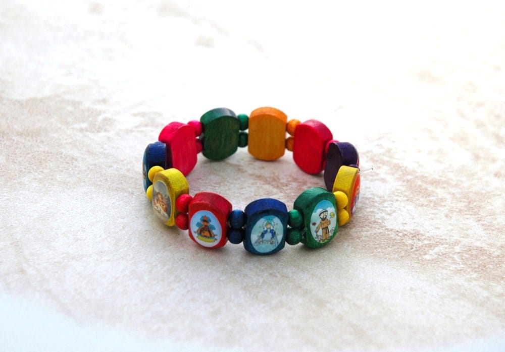 Brazilian Wood Kids Bracelet with Multi Caricature Beads