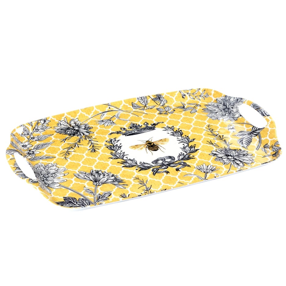 Certified International Certified International French Bees Melamine 19x12 Rectangle Serving Tray with Handles - Little Miss Muffin Children & Home