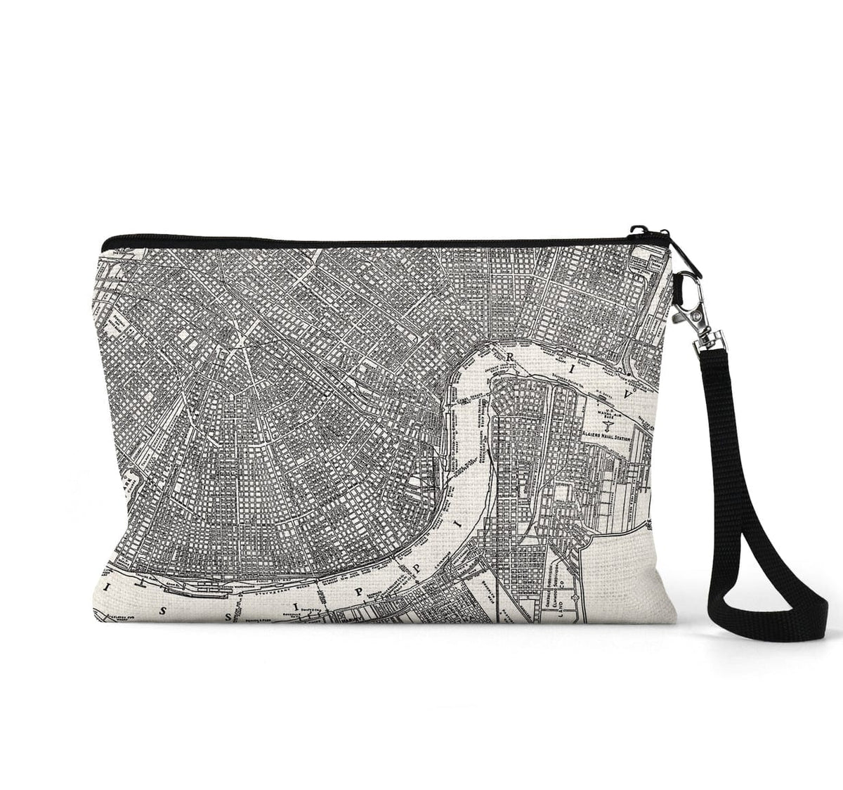Daisy Mae Designs Daisy Mae Designs Black & White New Orleans Map Zipper Pouch Wristlet - Little Miss Muffin Children & Home