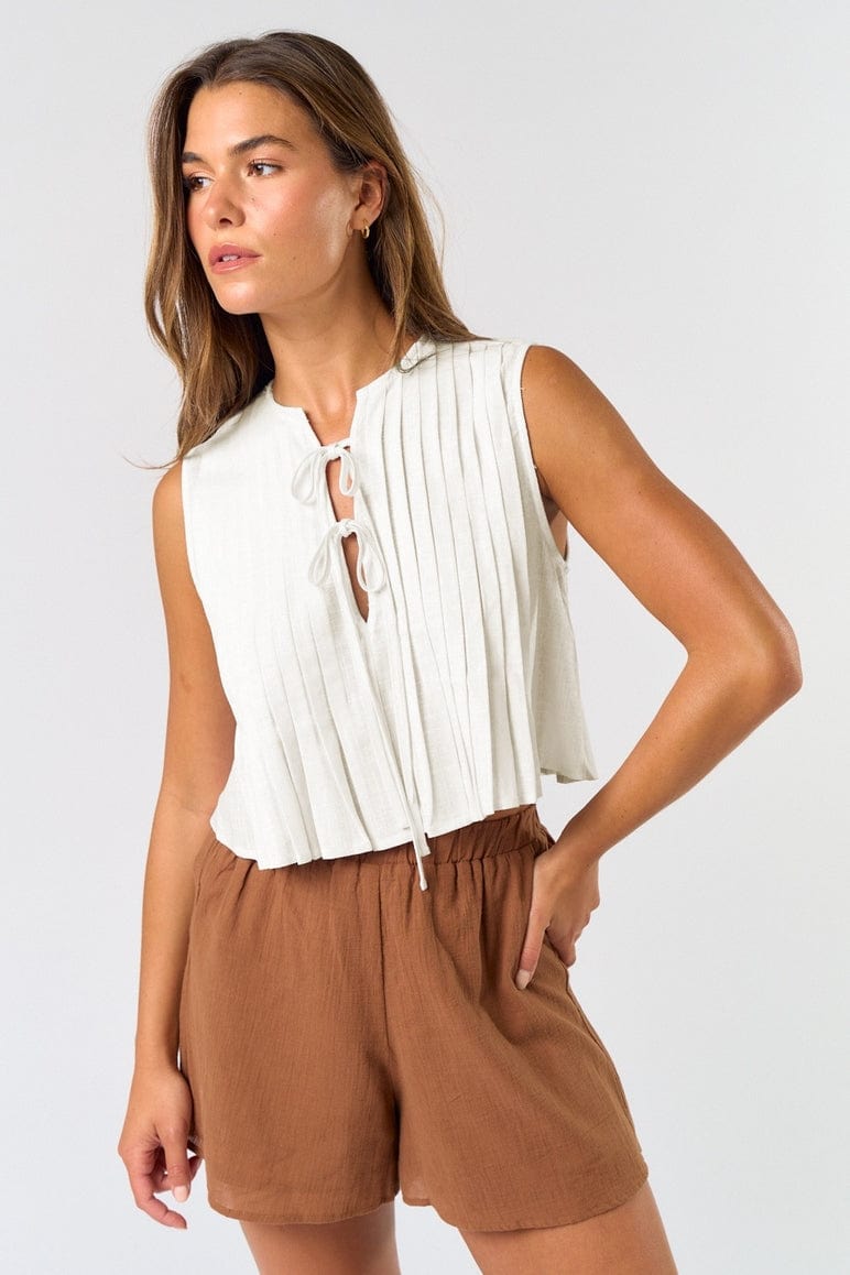 Lalavon Lalavon Pleated Front Tie Sleeveless Top - Little Miss Muffin Children & Home