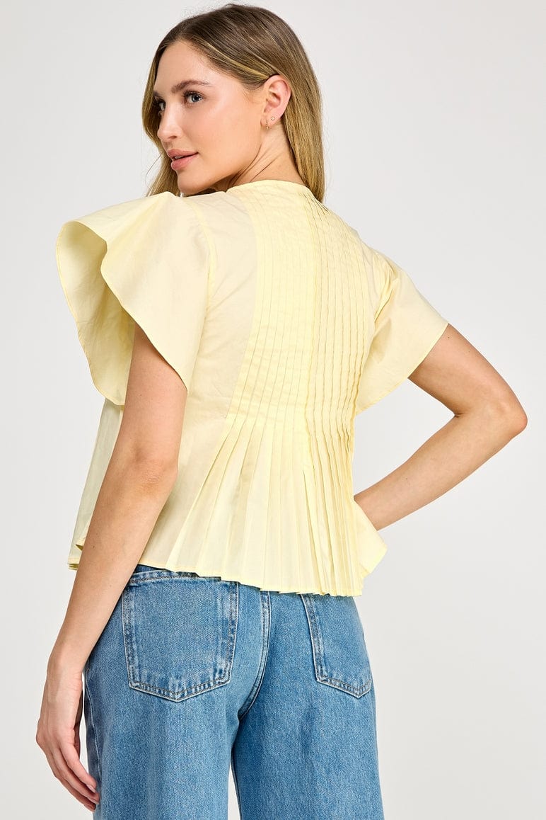 Ellison Ellison Flutter Sleeve Pintuck Pleated Front Top - Little Miss Muffin Children & Home