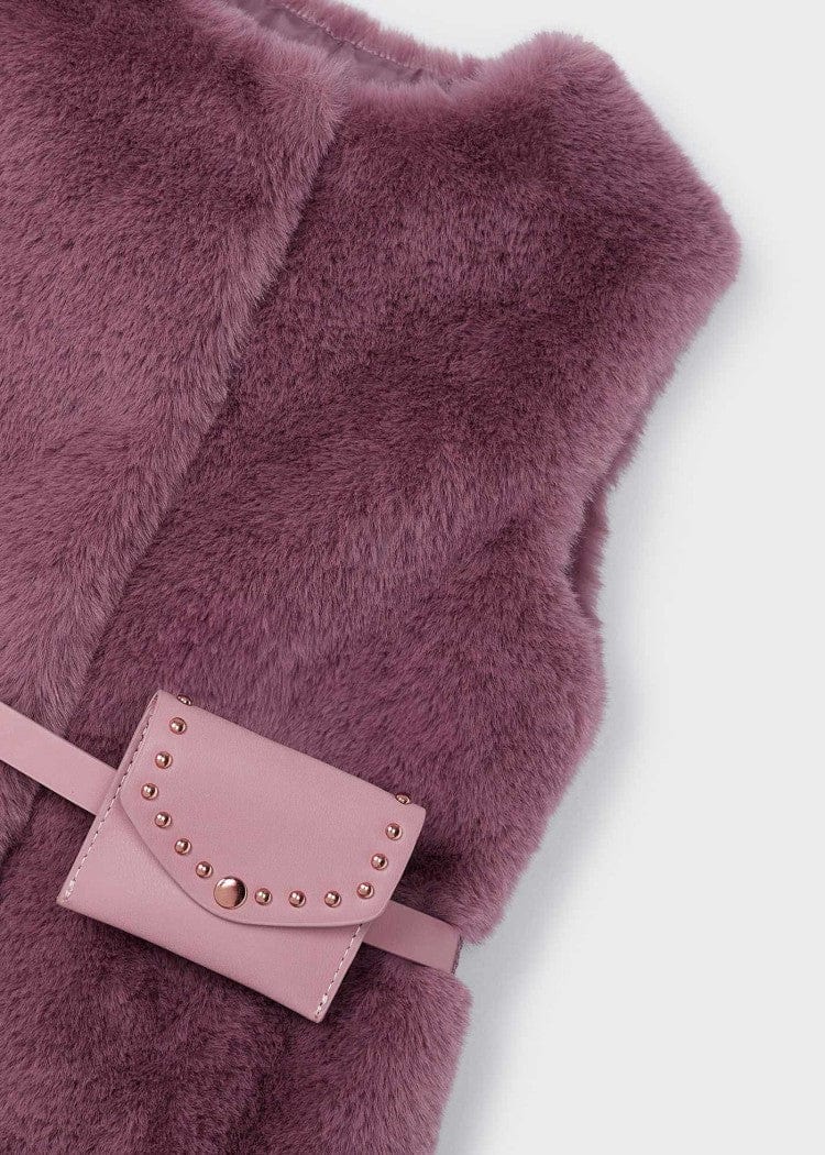 Mayoral Usa Inc Mayoral Faux-Fur Vest with Belt in Plum for Girls - Little Miss Muffin Children & Home