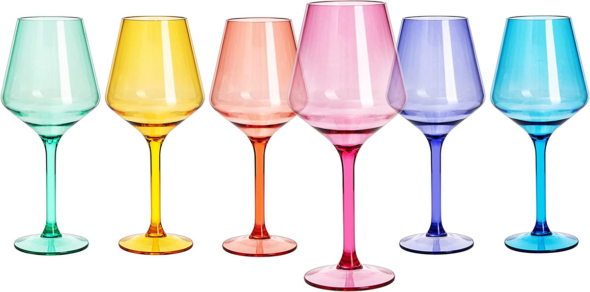 The Wine Savant / Khen Glassware Unbreakable Acrylic Pastel Wine Glasses Set of 6 - Little Miss Muffin Children & Home