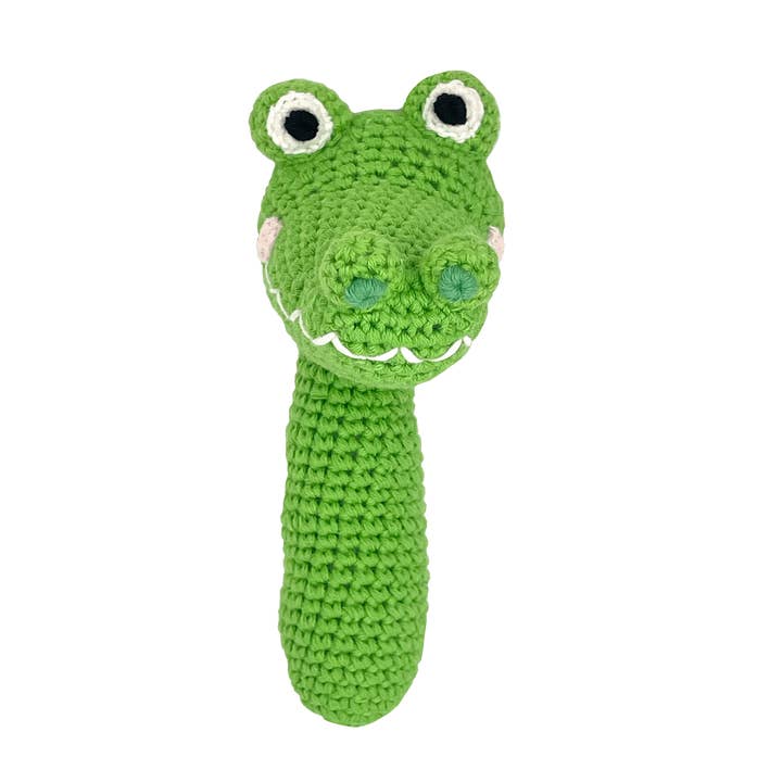 Petit Ami & Zubels Alligator Crochet 6" Stick Rattle - Little Miss Muffin Children & Home