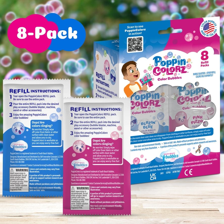 South Beach Bubbles PoppinColorz Color Bubbles 8 Pack Refills - Little Miss Muffin Children & Home