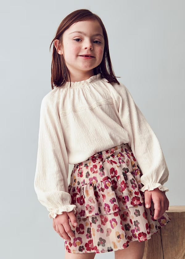 pink floral chiffon skirt