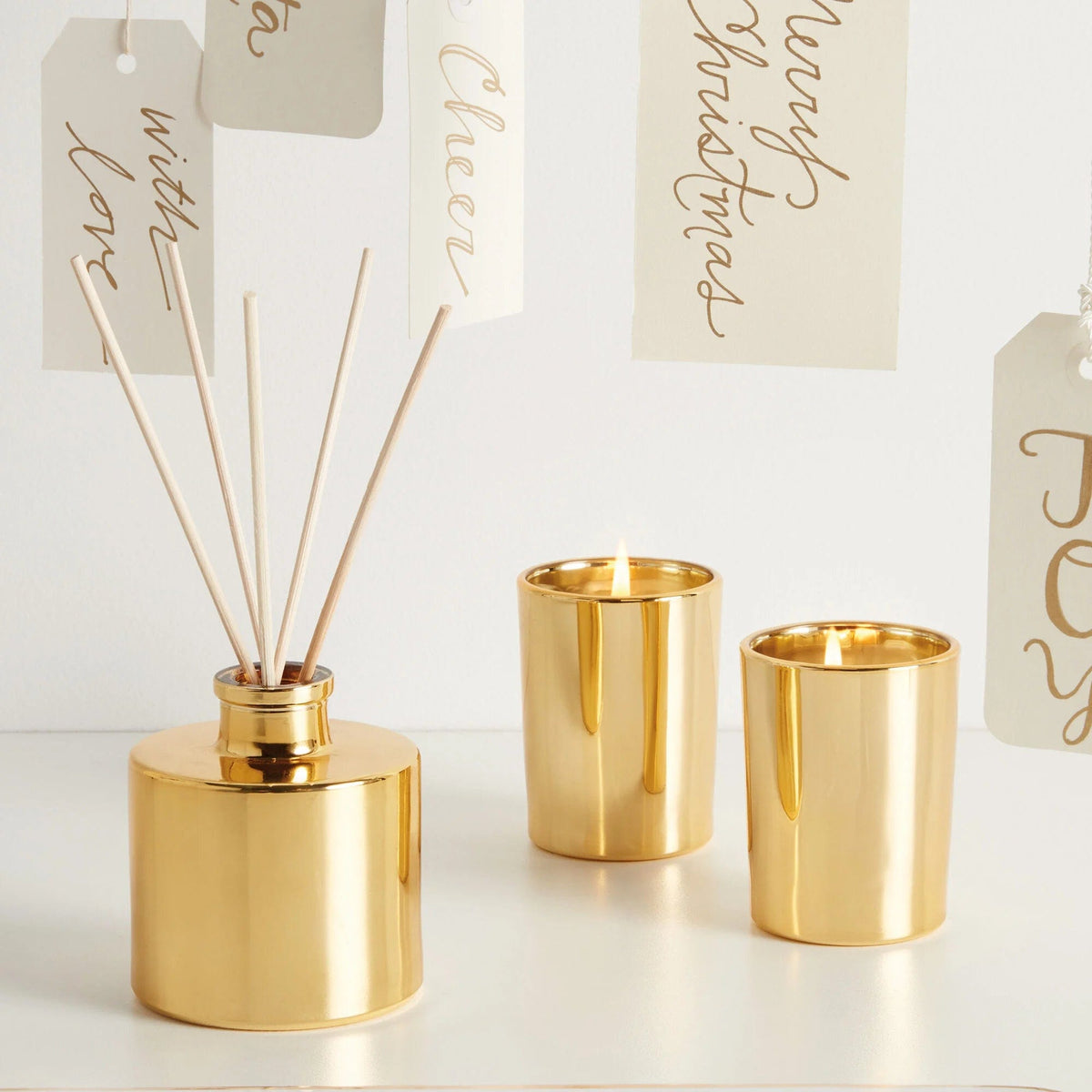 Thymes Frasier Fir Petite Gold Gilded Reed Diffuser - Little Miss Muffin