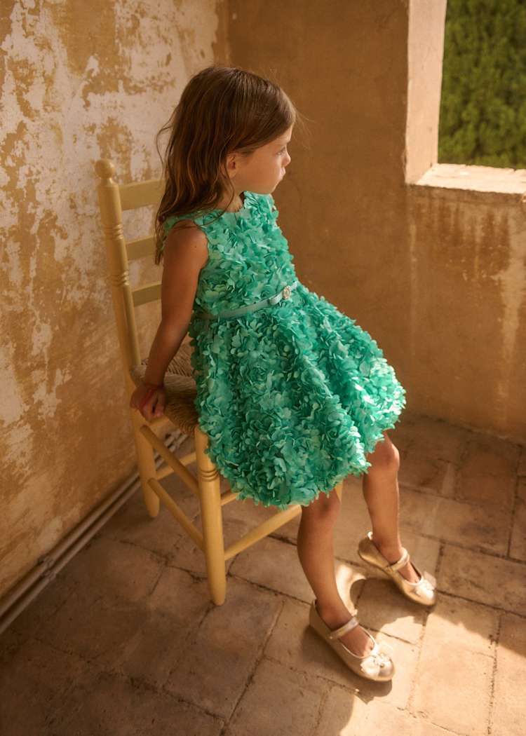 Flutter Floral Belted Sleeveless Dress
