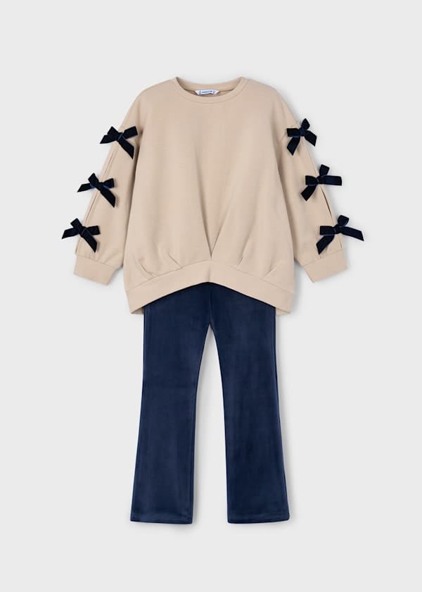 Mayoral Usa Inc Bow Sweatshirt & Leggings Set in Navy - Little Miss Muffin Children & Home
