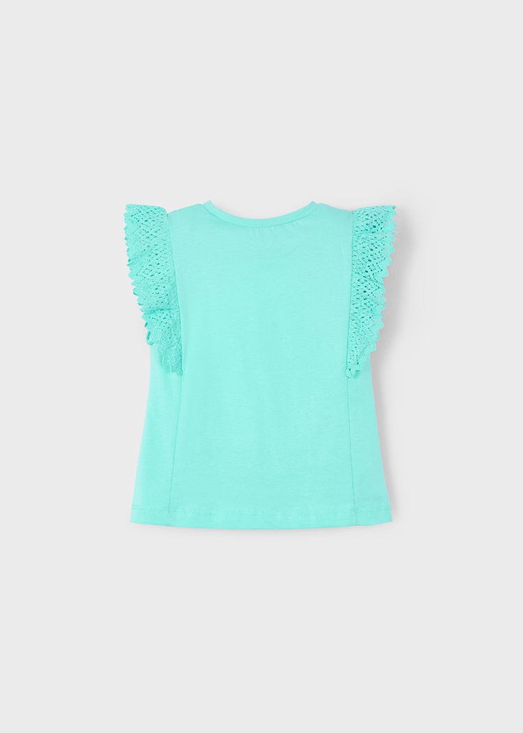 Mayoral Usa Inc Mayoral Crochet Flutter Sleeve T-Shirt in Aqua - Little Miss Muffin Children & Home