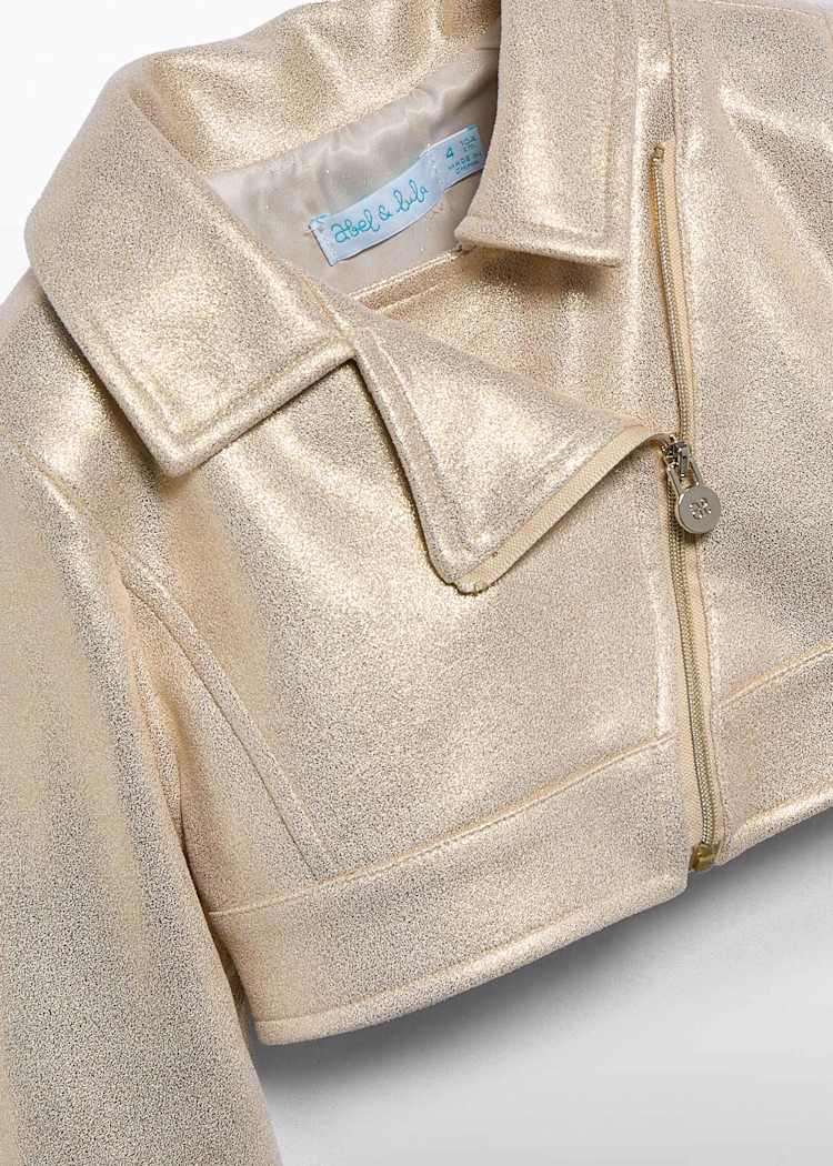 Abel & Lula Abel & Lula Vegan Leather Cropped Metallic Jacket - Little Miss Muffin Children & Home