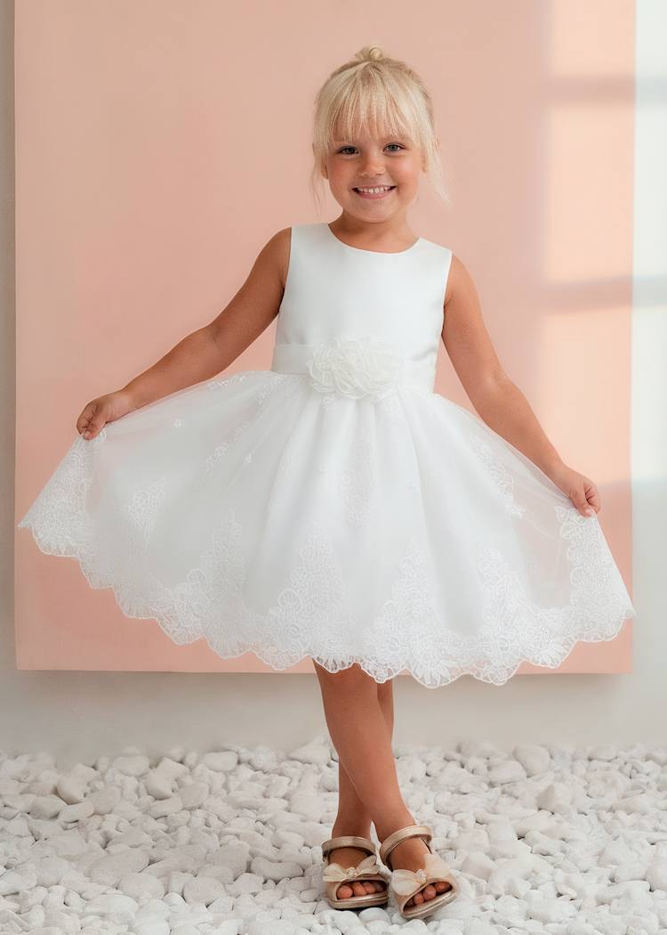 Embroidered Organza Dress Cream / 7