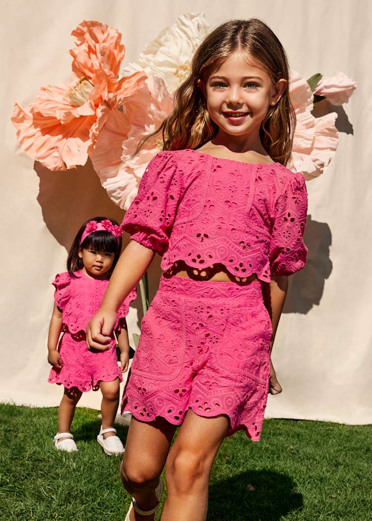 Abel & Lula Abel & Lula Embroidered Eyelet Short Set - Little Miss Muffin Children & Home