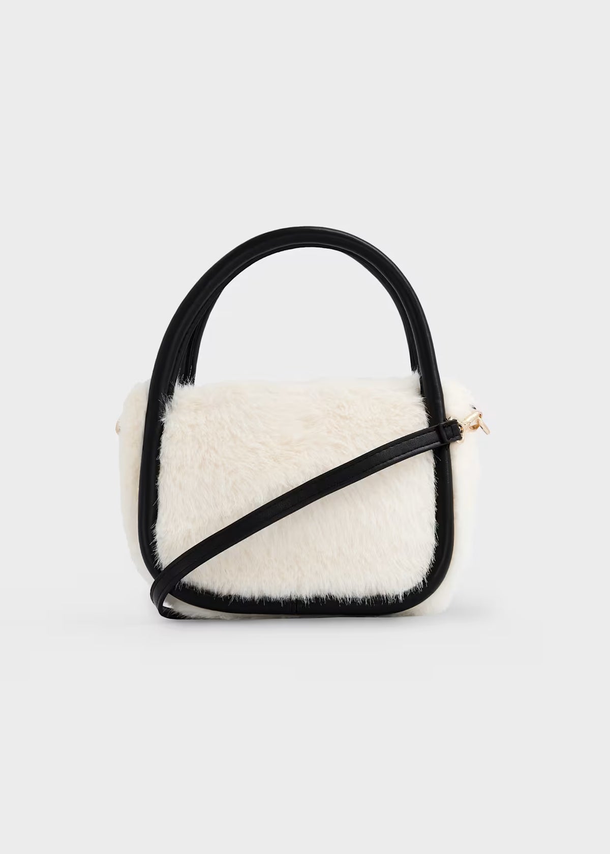 Faux Fur Handbag with Charm, 2 Colors Available