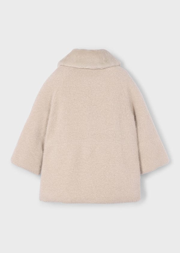 girls tan faux fur collar peacoat