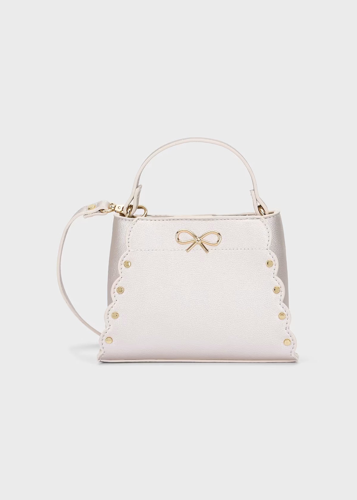 Faux Leather Studded Bow Handbag