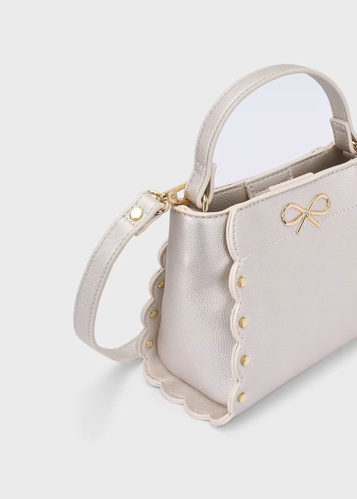 Faux Leather Studded Bow Handbag