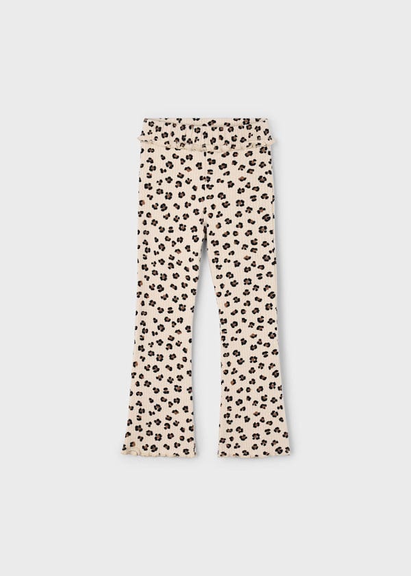 Mayoral Usa Inc Ribbed Knit Flared Leggings in Sand Leopard - Little Miss Muffin Children & Home