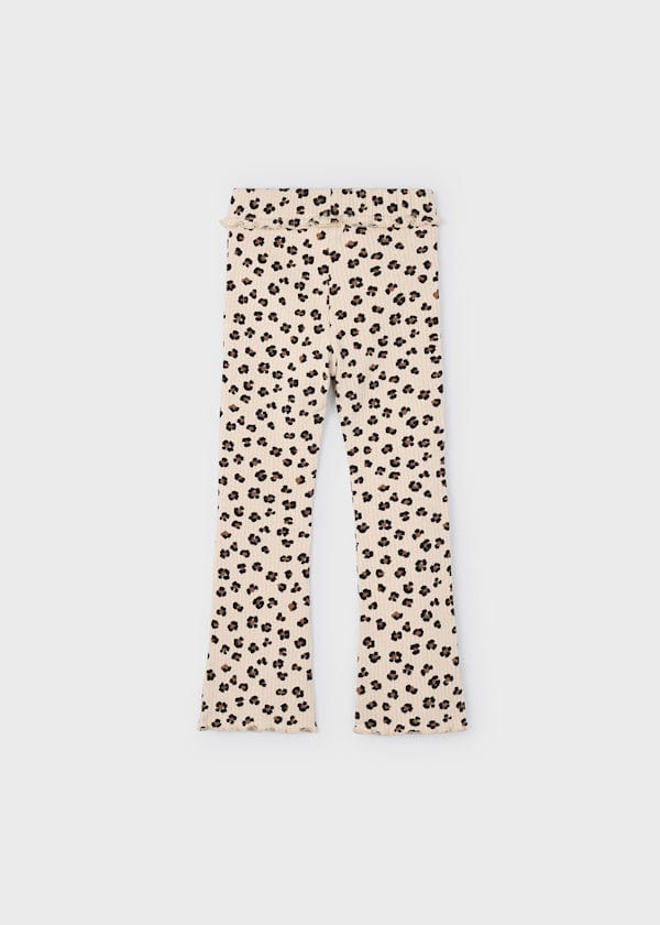 Mayoral Usa Inc Ribbed Knit Flared Leggings in Sand Leopard - Little Miss Muffin Children & Home