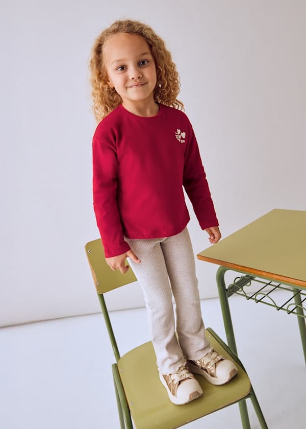 Mayoral Usa Inc Ribbed Knit Flared Leggings in Heather Sand - Little Miss Muffin Children & Home