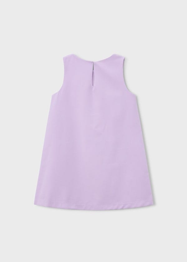 Floral Applique Crepe Dress in Mauve