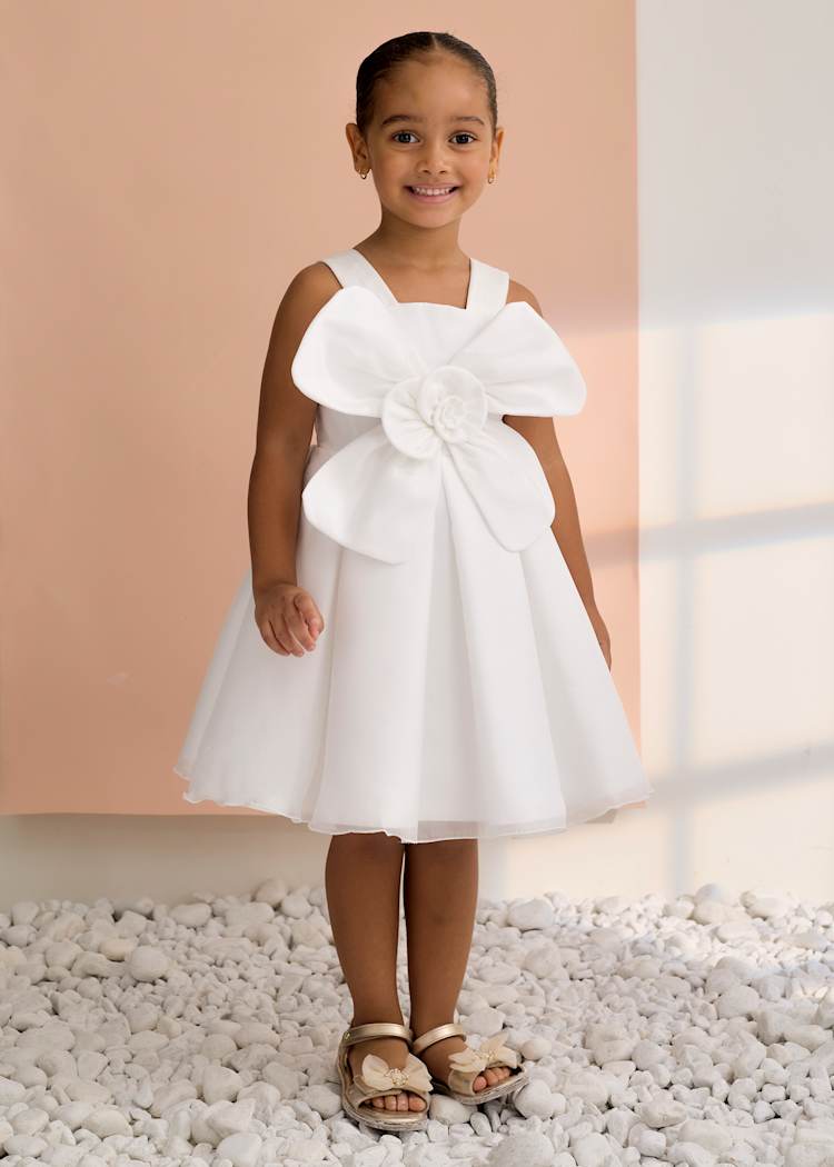 Flutter Flower Applique Organza Dress