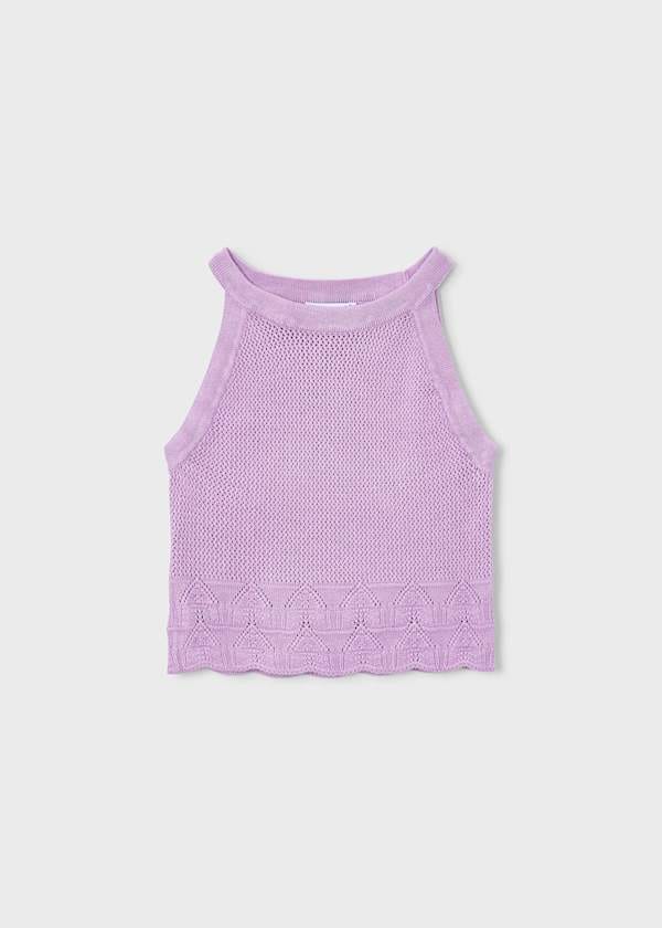 Knit Halter Tank Top in Lilac