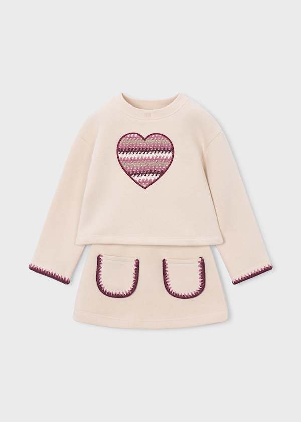 Heart Sweatshirt & Skirt Set