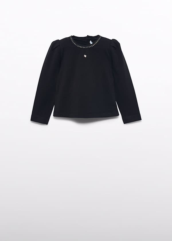 Abel & Lula Long Puff Sleeve Knit Logo Top with Metallic Trim - Little Miss Muffin Children & Home